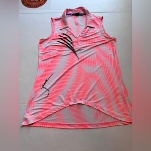 Jamie Sadock size small float Neon Pink White Black  golf stretch tank top‎